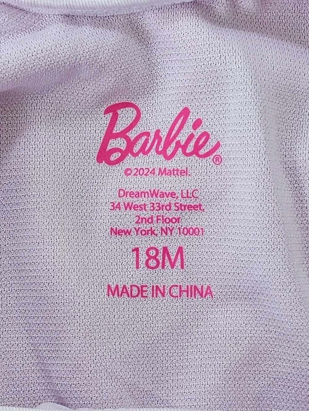 Barbie Toddler Girls One Piece Swimsuit Pink 18M